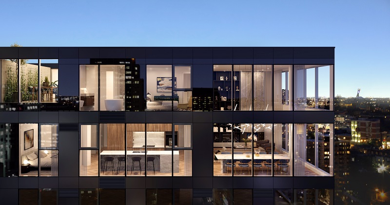 Nouveau condo de luxe Montréal, penthouse, terrasse sur toit, spa, centre-ville, quartier des spectacles