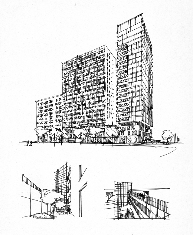 Concept drawing of the new luxury-condos downtown Montreal